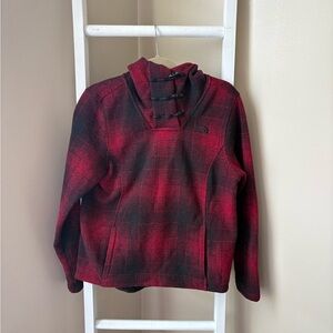 The North Face Red and Black Plaid Hoodie